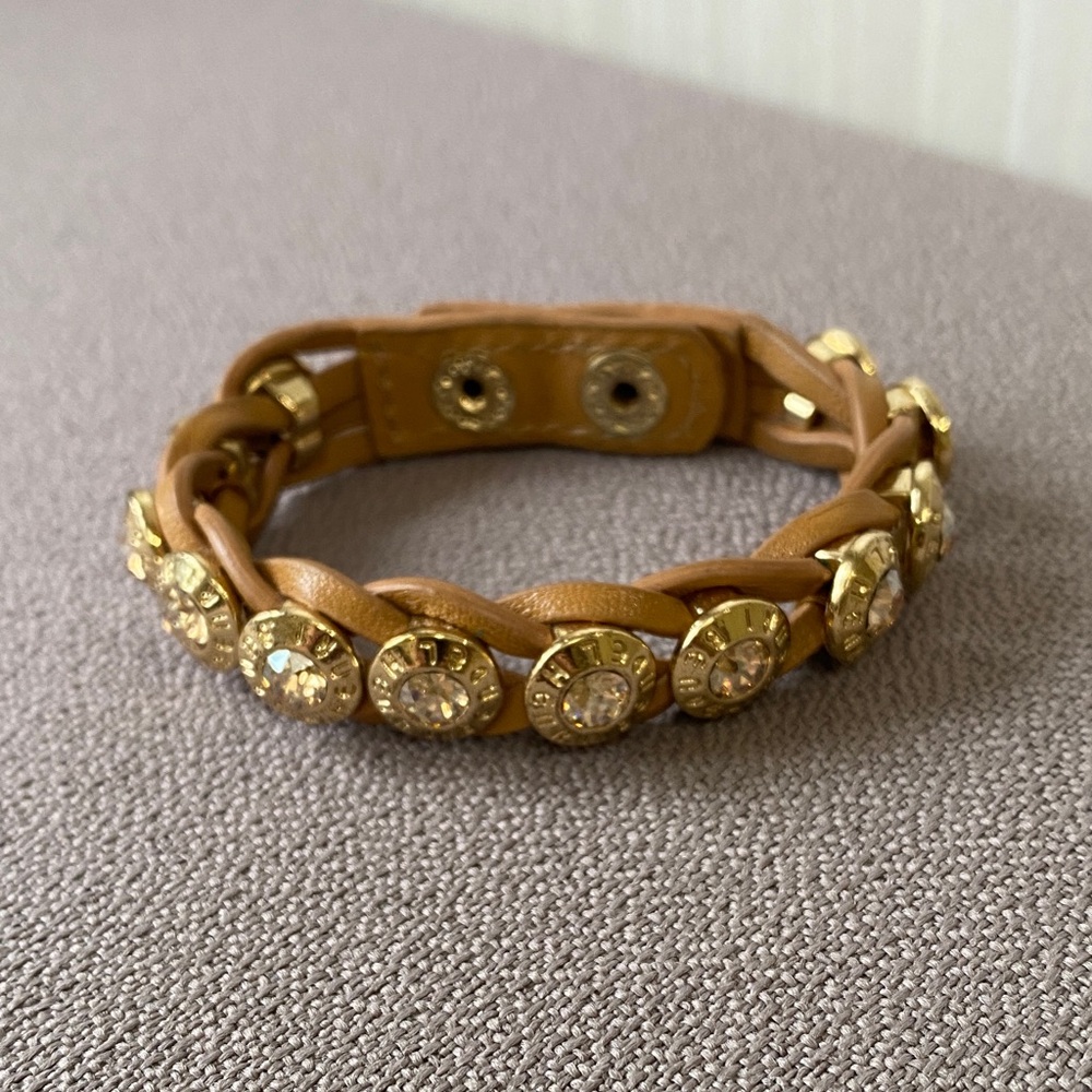 Henri Bendel Brown Leather Bracelet with Gold Accents